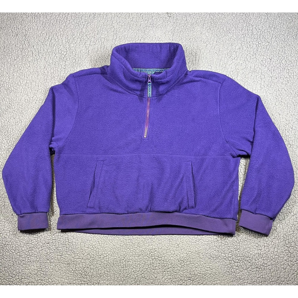 Stoic Fleece Pullover Womens XL Purple Quarter‎ Zip Kangaroo Pocket Sweatshirt